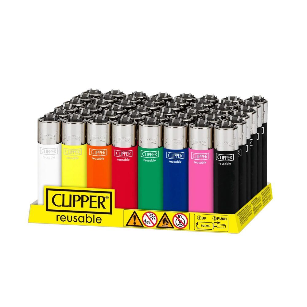 Clipper (DSPLY 48pc)(Lighter) CP11R Reusable Classic Large Solid Assorted Colors