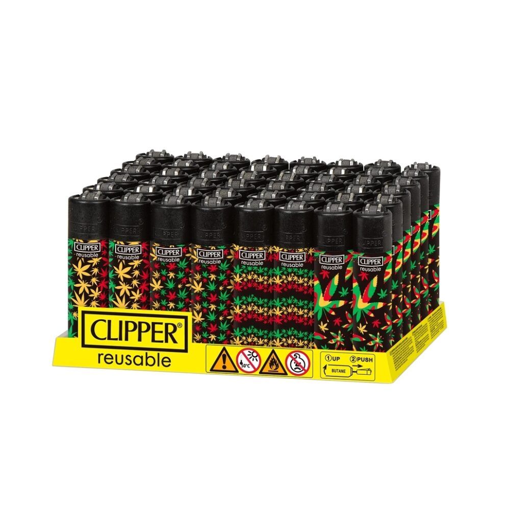 Clipper (DSPLY 48pc)(Lighter) CP11R Reusable Classic Large Jamaican Pattern