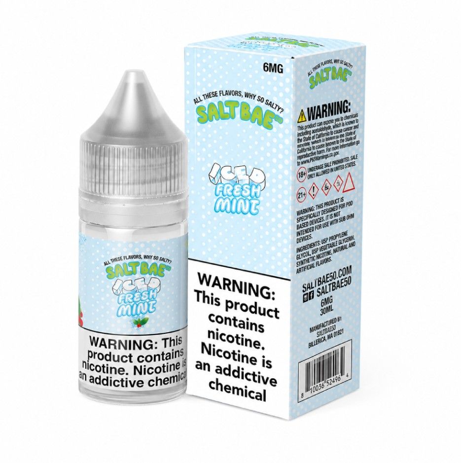 Fresh Mint Iced Salt Bae 50 Salts 30mL 6mg with packaging