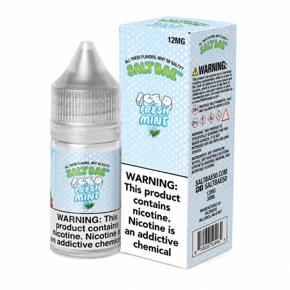 Fresh Mint Iced Salt Bae 50 Salts 30mL 12mg with packaging