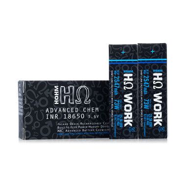 Hohm Tech Hohm Work 18650 2547mAh 25.3A Battery (2-Pack) with packaging