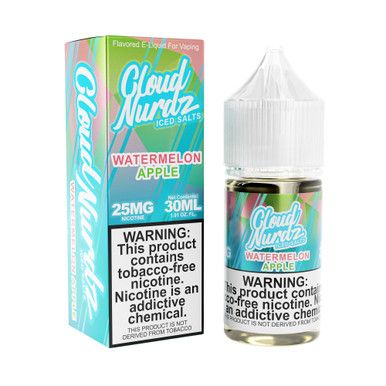 Watermelon Apple Iced Cloud Nurdz TFN Salts 30mL with packaging