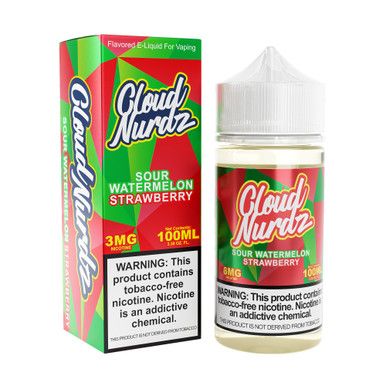 Sour Watermelon Strawberry Cloud Nurdz TFN 100mL with packaging