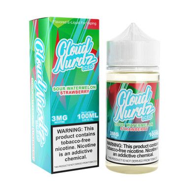 Sour Watermelon Strawberry Iced Cloud Nurdz TFN 100mL with packaging