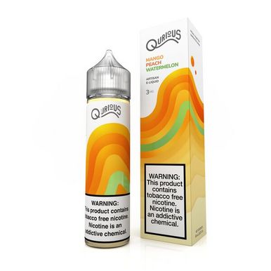 Mango Peach Watermelon by Qurious Tobacco-Free Nicotine Series E-Liquid with Packaging