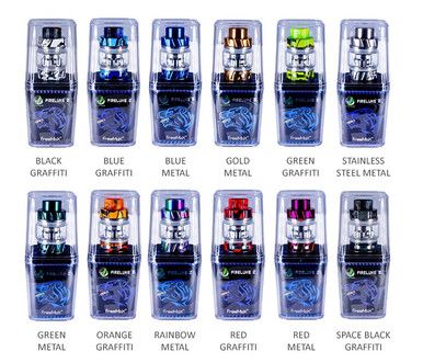 The FreeMaX FireLuke 2 Mesh Sub-Ohm Tank implements the new Tea Fiber FireLuke M Coils with 5mL maximum capacity, dual slotted bottom airflow, and push-to-open top-fill mechanism.