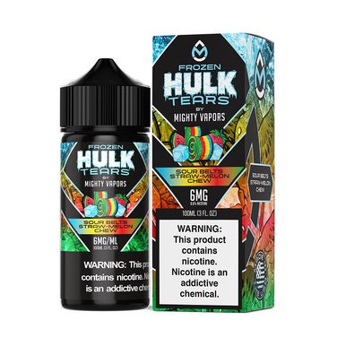 Frozen Sour Belts Straw Melon Chew by Mighty Vapors Hulk Tears E-Juice (100mL)(Freebase) with packaging