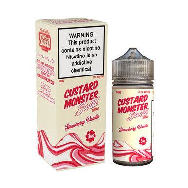 Strawberry Vanilla Monster Vape Labs Custard Swirl Series 100mL with packaging