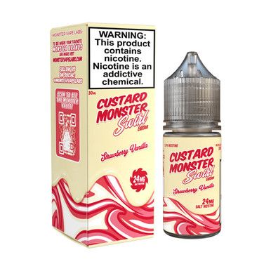 Strawberry Vanilla Monster Vape Labs Custard Swirl Series Salts 30mL with packaging