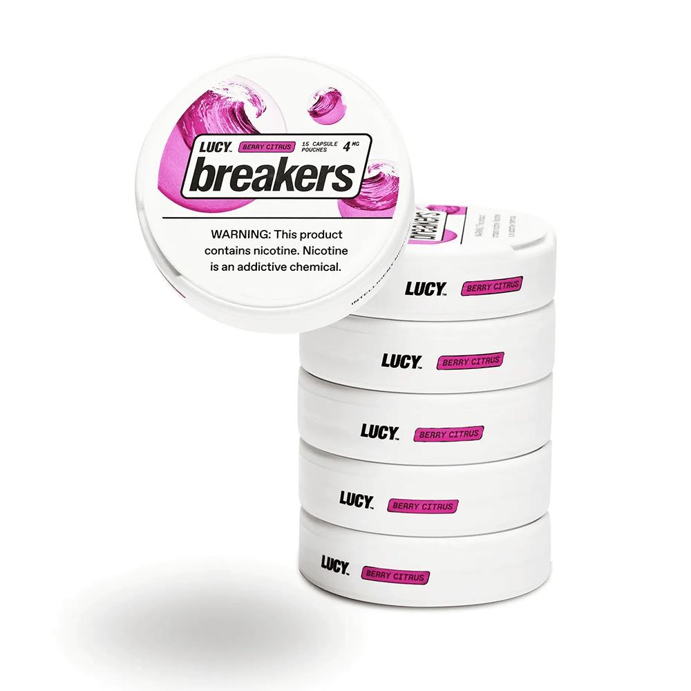 Lucy Breakers Nicotine Capsule Pouches (15ct Can)(5-Can Pack) Berry Citrus