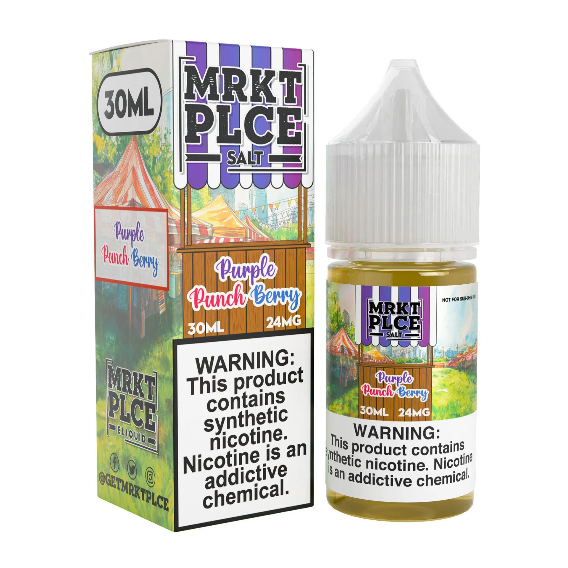 THE STND - Purple Punch Berry MRKT PLCE Salts 30mL 24mg with packaging