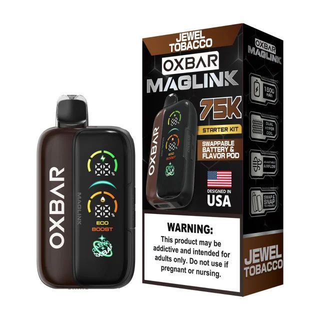 Oxbar Maglink Starter Kit Nixodine 75K Disposable Jewel Tobacco with packaging