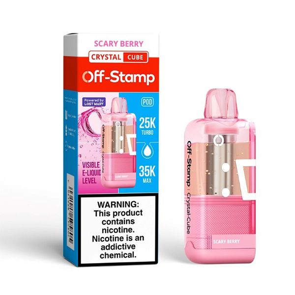 Off Stamp X Cube Crystal 35K Disposable Pod Scary Berry with packaging