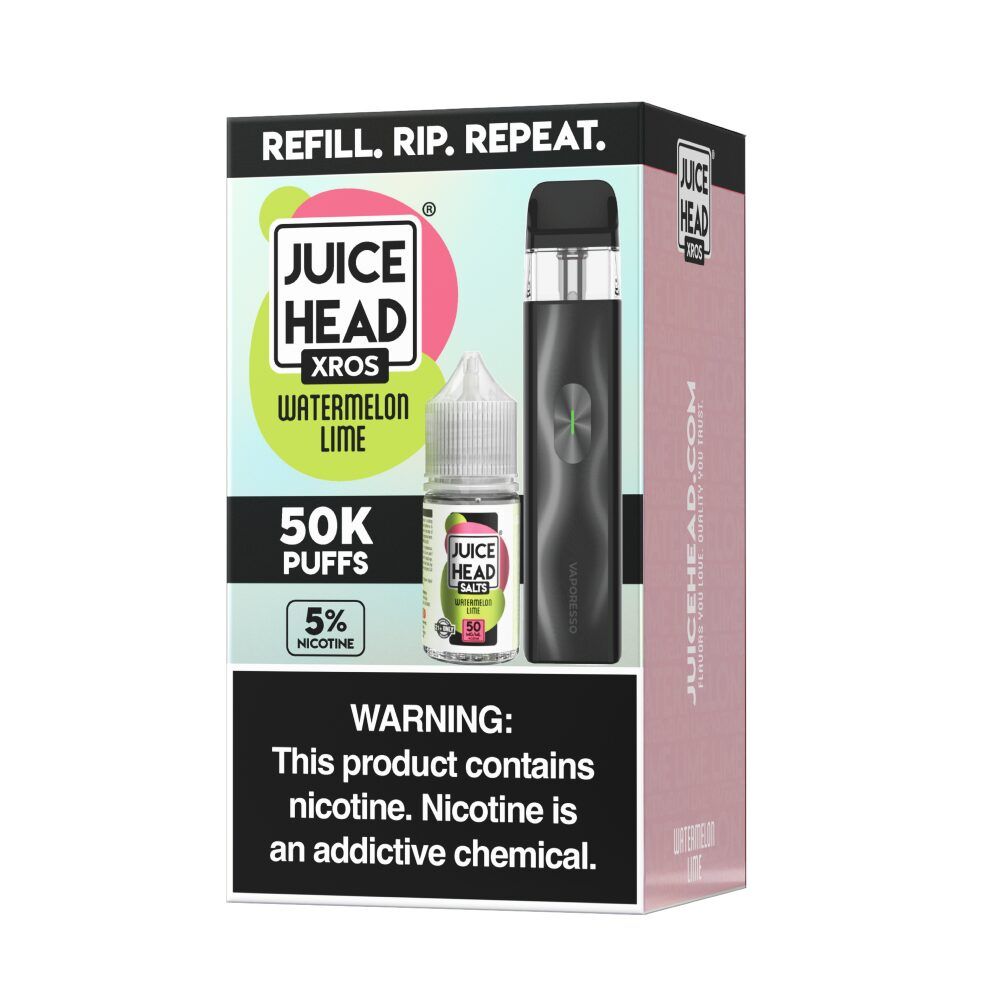Vaporesso XROS 4 Mini Pod System + Juice Head Salts 30mL Collab Set Watermelon Lime packaging