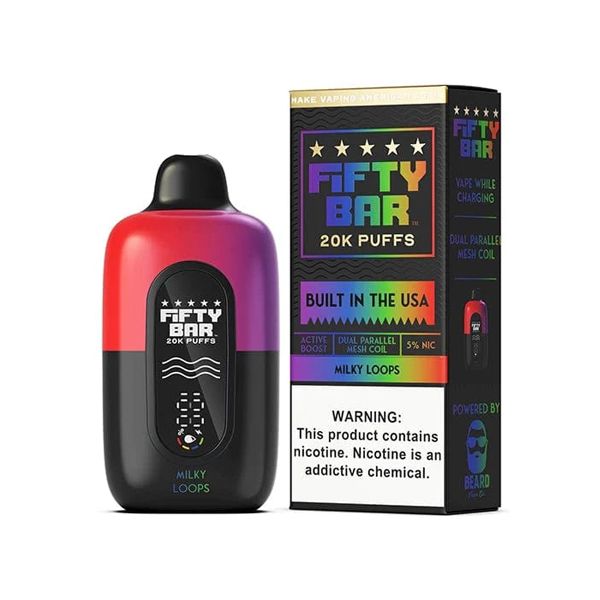 Fifty Bar V2 20K Disposable Milky Loops with packaging
