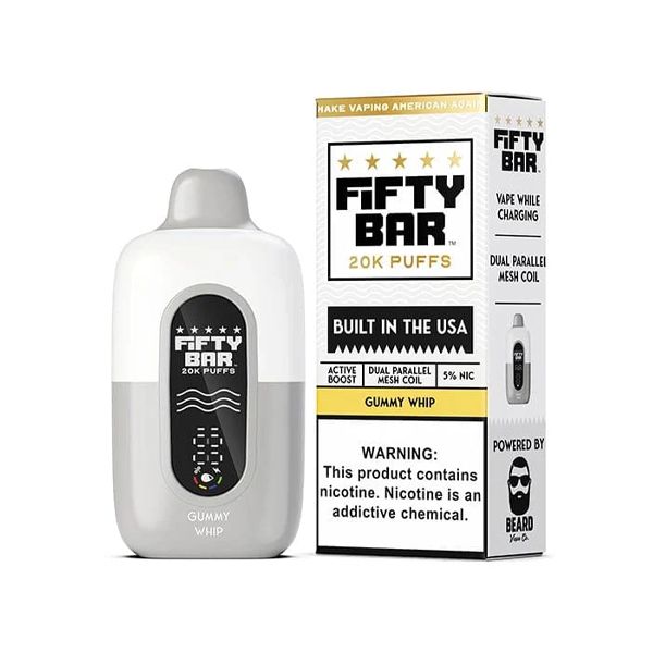 Fifty Bar V2 20K Disposable Gummy Whip with packaging