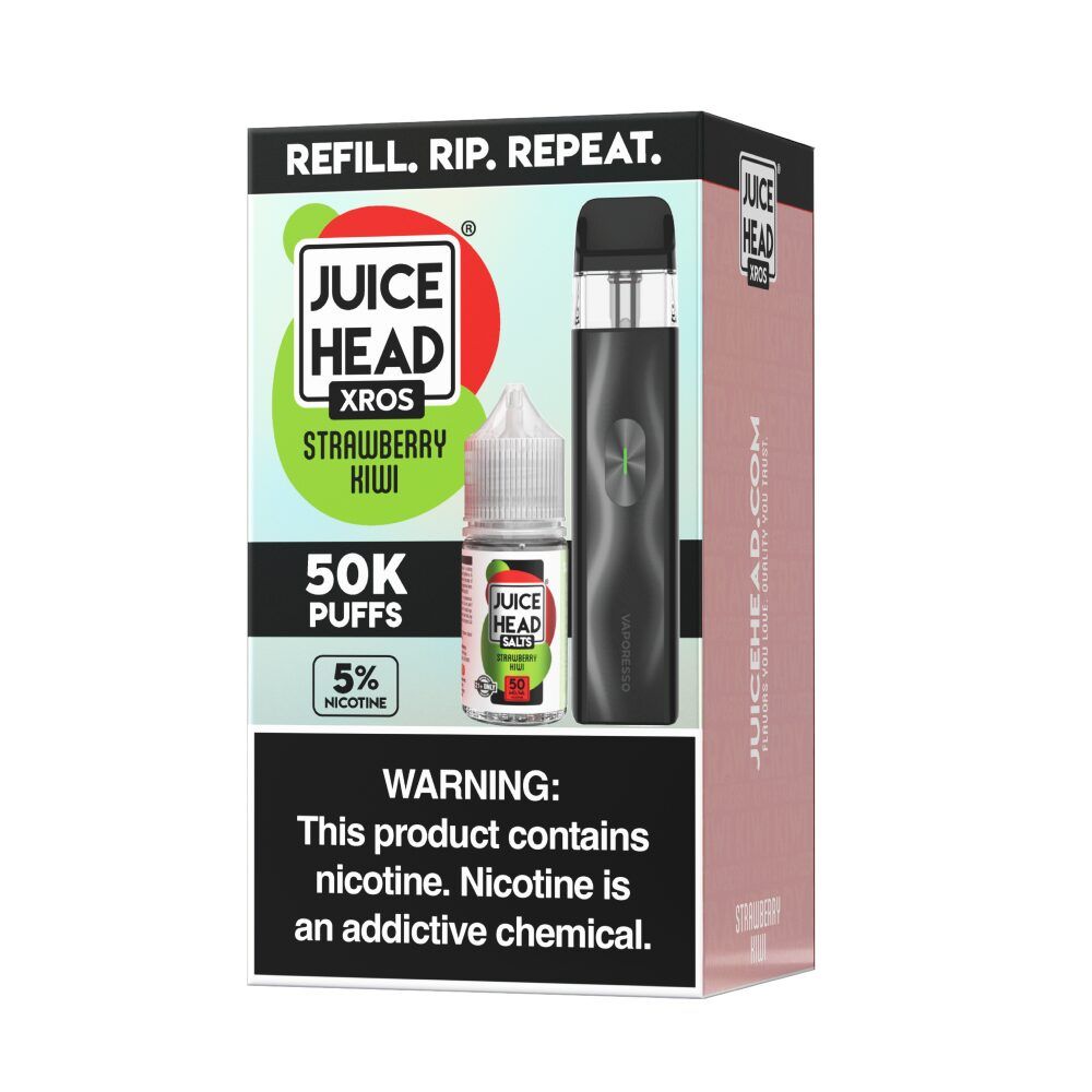 Vaporesso XROS 4 Mini Pod System + Juice Head Salts 30mL Collab Set Strawberry Kiwi packaging