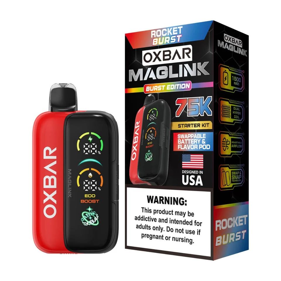 Oxbar Maglink Starter Kit Nixodine 75K Disposable Rocket Burst with packaging