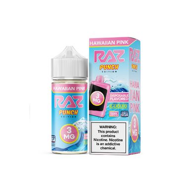 Hawaiian Pink Pod Juice x RAZ Punch Edt. 100mL 3mg with packaging