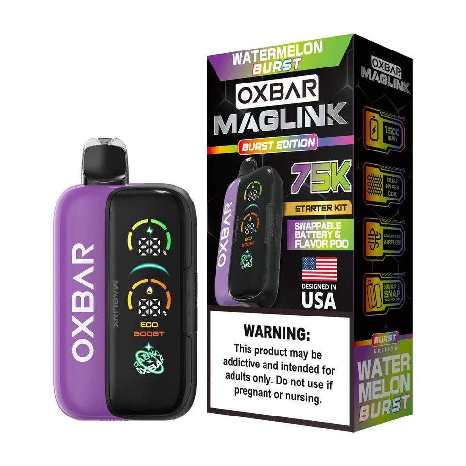 Oxbar Maglink Starter Kit Nixodine 75K Disposable Watermelon Burst with packaging