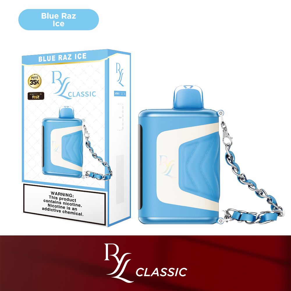 RYL Classic 35k Disposable Blue Razz Ice with packaging