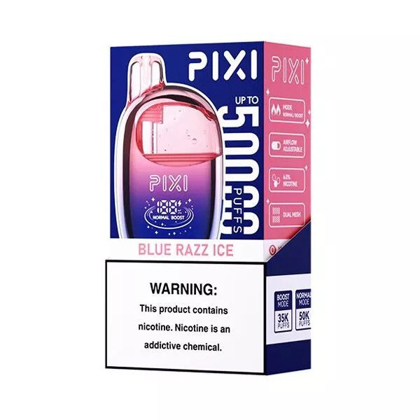 PIXI 50K Disposable Blue Razz Ice Packaging