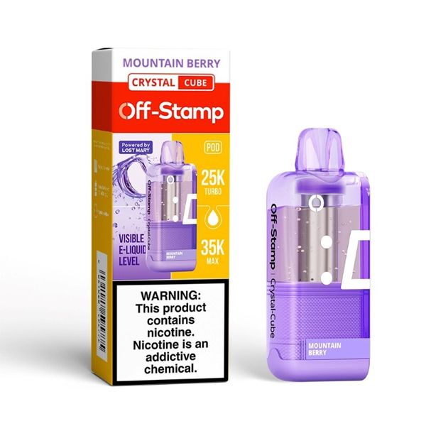 Off Stamp X Cube Crystal 35K Disposable Pod Mountain Berry with packaging