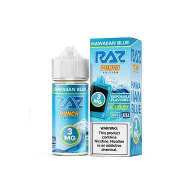 Hawaiian Blue Pod Juice x RAZ Punch Edt. 100mL 3mg with packaging
