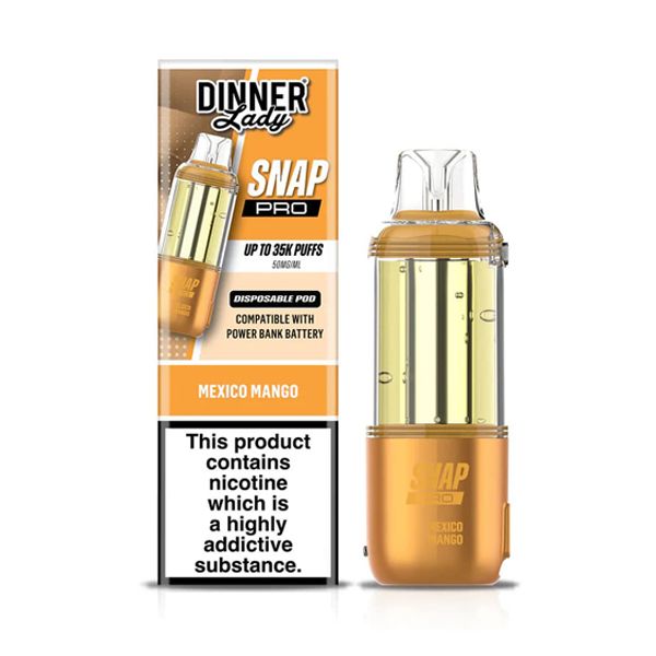 Dinner Lady Snap Pro 35K Disposable Pod Mexico Mango with packaging