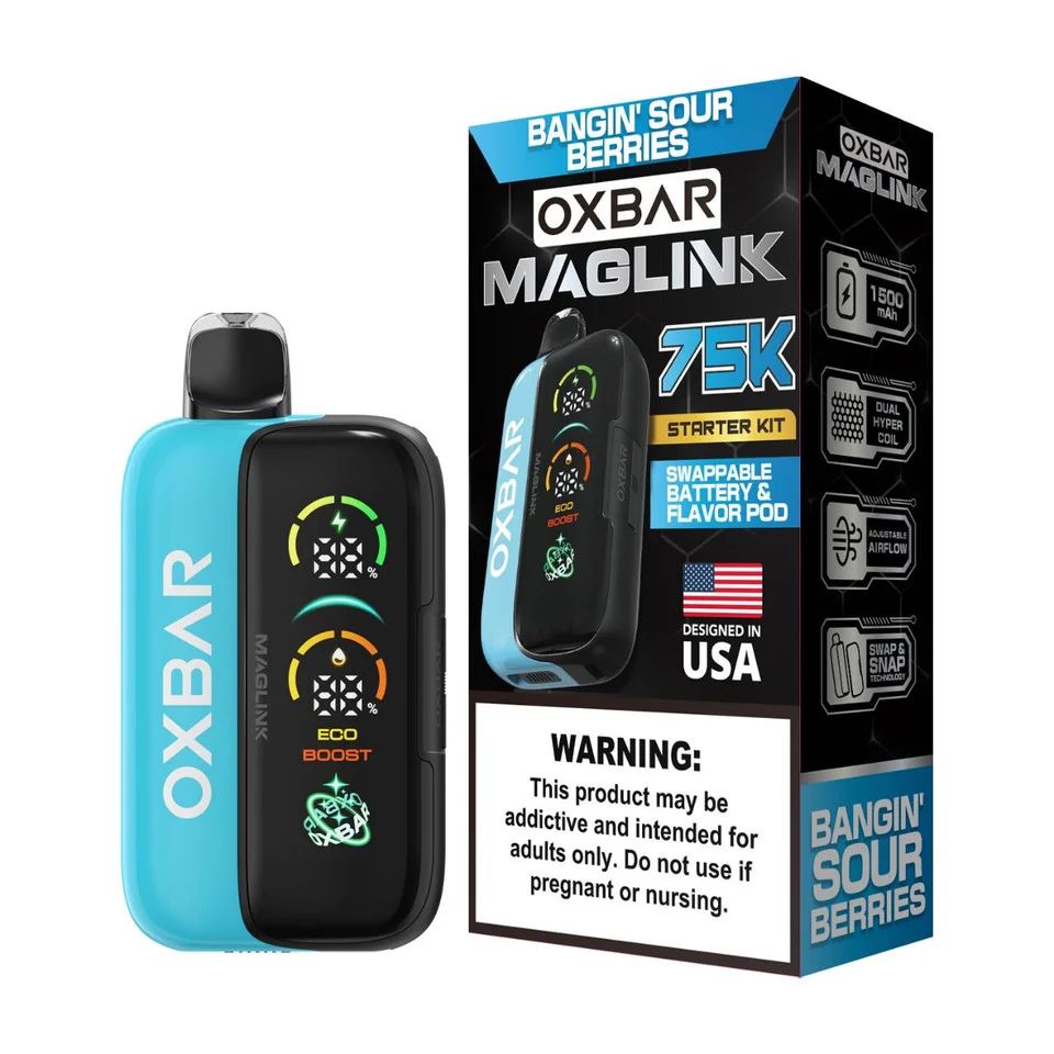 Oxbar Maglink Starter Kit Nixodine 75K Disposable Bangin' Sour Berries with packaging