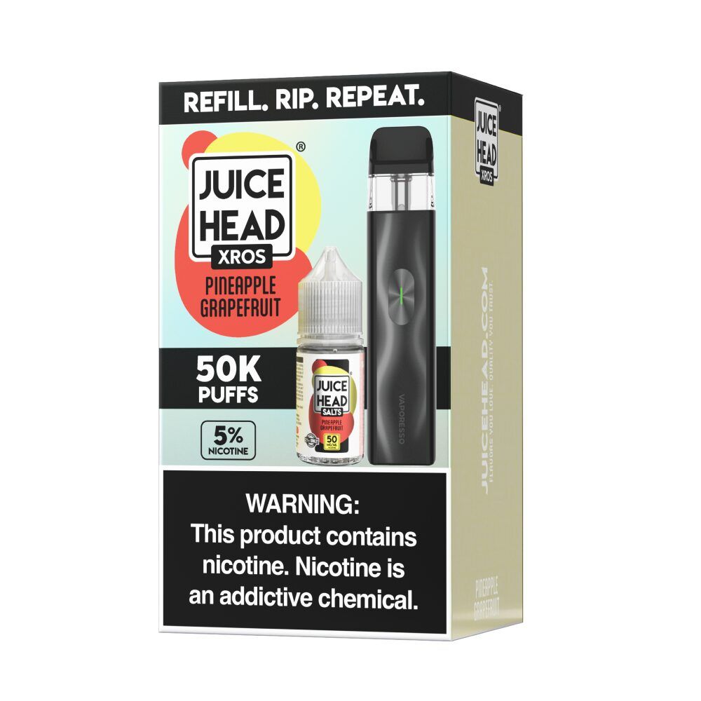 Vaporesso XROS 4 Mini Pod System + Juice Head Salts 30mL Collab Set Pineapple Grapefruit packaging