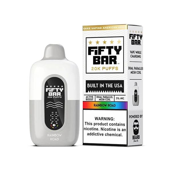 Fifty Bar V2 20K Disposable Rainbow Road with packaging